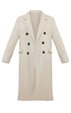 PrettyLittleThing Wool Coats*Double Breasted Wool Look Overcoat