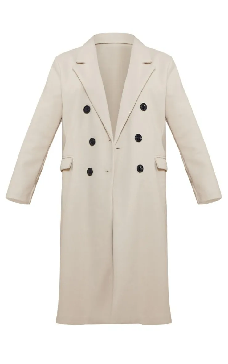 PrettyLittleThing Wool Coats*Double Breasted Wool Look Overcoat