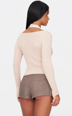 PrettyLittleThing Knitted Tops*Double Layer Rib Knit Long Sleeve Top