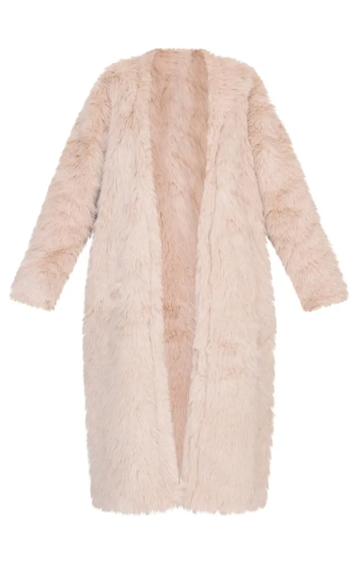 PrettyLittleThing Faux Fur Coats*Faux Fur Collarless Coat
