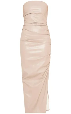 Faux Leather Bandeau Maxi Dress-PrettyLittleThing Sale