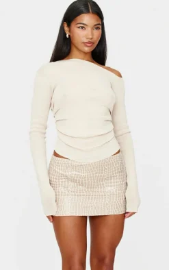 Faux Leather Croc Micro Mini Skirt-PrettyLittleThing New
