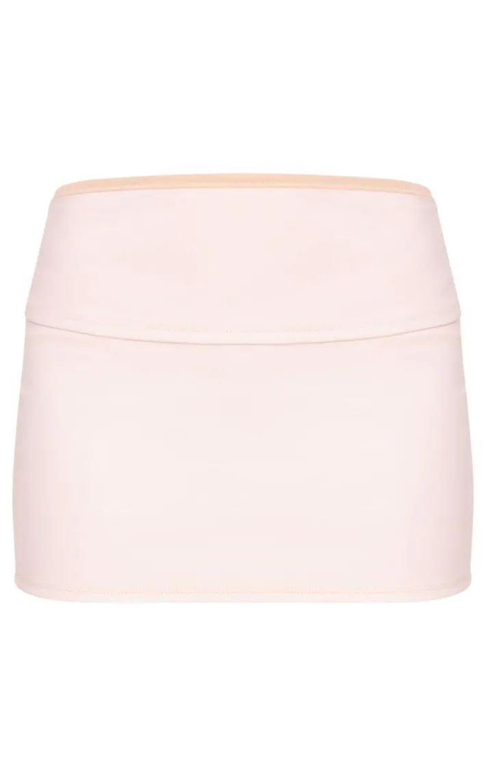 Stone Faux Leather Fold Over Waist Mini Skirt