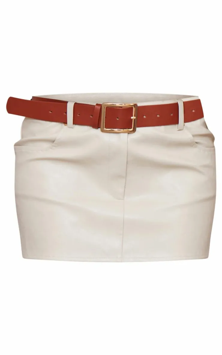Faux Leather Low Rise Belted Mini Skirt-PrettyLittleThing Clearance