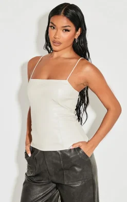 PrettyLittleThing Camisole*Faux Leather Strappy Cami Top