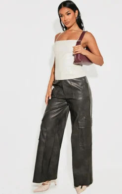 PrettyLittleThing Camisole*Faux Leather Strappy Cami Top