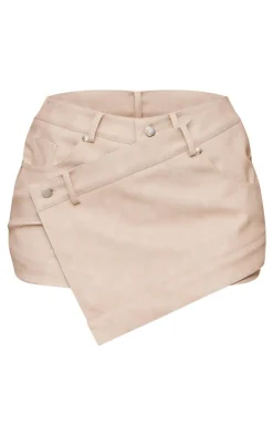 Faux Leather Wrap Detail Skort-PrettyLittleThing Clearance