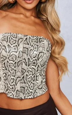 PrettyLittleThing Corsets*Faux Snake Leather Hook And Eye Structured Corset