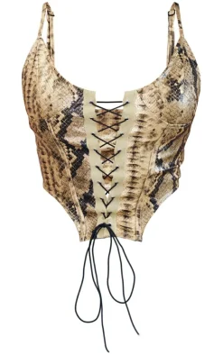 PrettyLittleThing Corsets*Faux Snake Pu Lace Up Corset