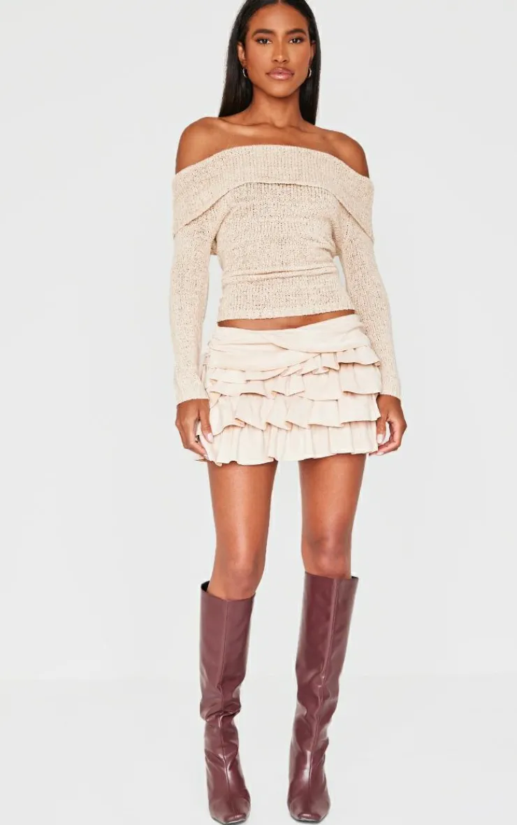 Faux Suede Frilly Rara Mini Skirt-PrettyLittleThing Discount