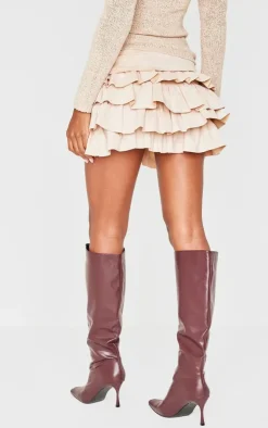 Faux Suede Frilly Rara Mini Skirt-PrettyLittleThing Discount