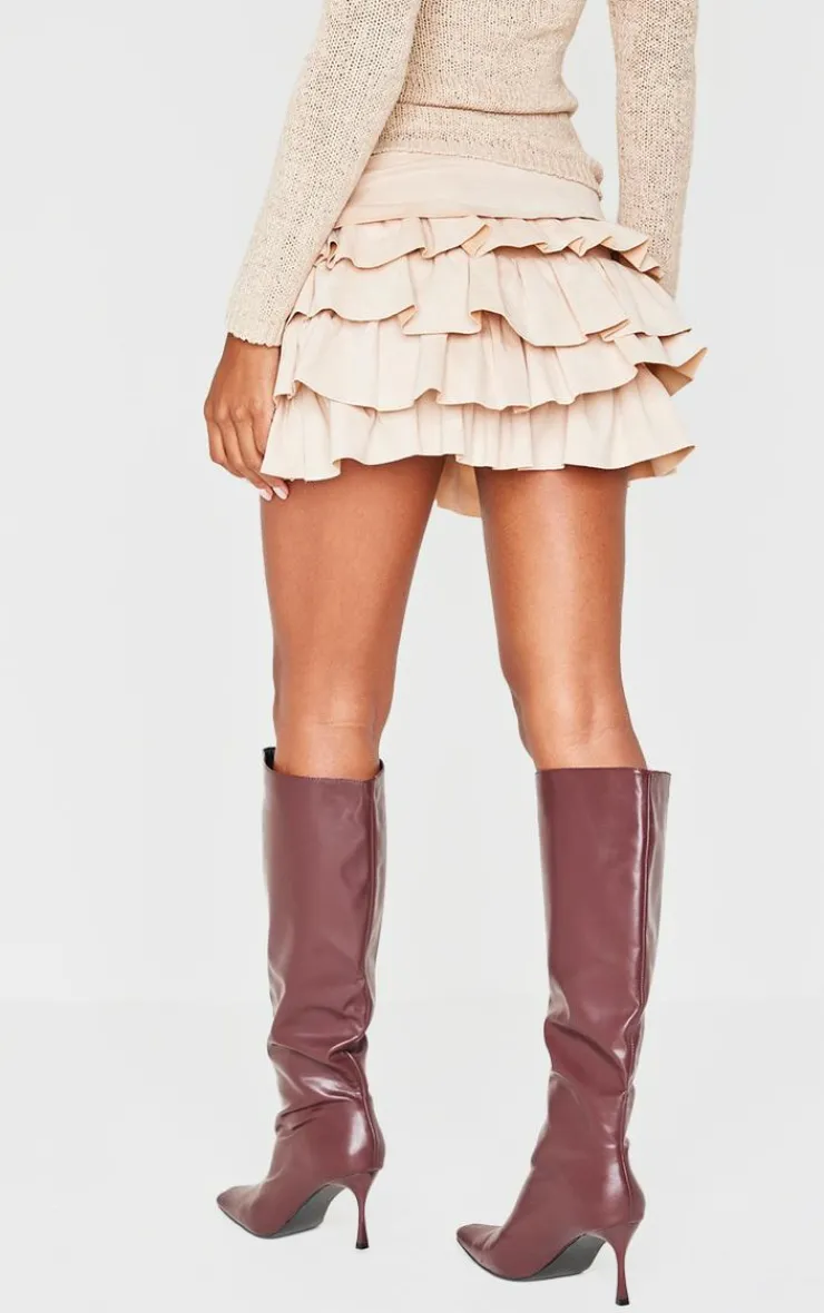 Faux Suede Frilly Rara Mini Skirt-PrettyLittleThing Discount