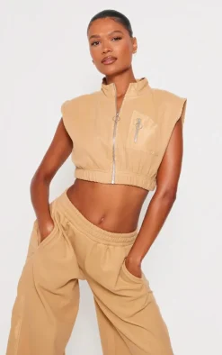 Clearance PrettyLittleThing Fleece Contrast Mid Rise Wide Leg Sweatpants Stone