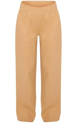 Clearance PrettyLittleThing Fleece Contrast Mid Rise Wide Leg Sweatpants Stone