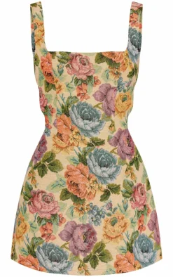 Floral Twill Bodycon Dress-PrettyLittleThing Online