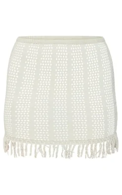 Outlet PrettyLittleThing Frill Edge Detail Crochet Mini Skirt Stone