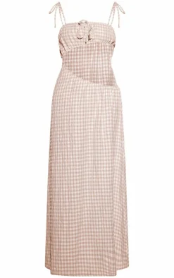 Gingham Cut Out Maxi Dress-PrettyLittleThing Clearance