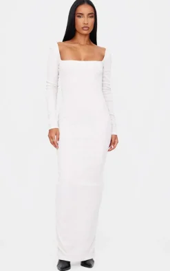 Heavy Ribbed Square Neck Maxi Dress-PrettyLittleThing Clearance