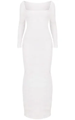 Heavy Ribbed Square Neck Maxi Dress-PrettyLittleThing Clearance