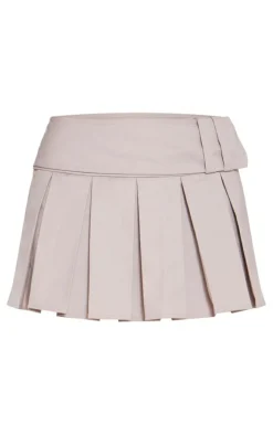 Heavy Woven Belted Skater Micro Mini Skirt-PrettyLittleThing Clearance