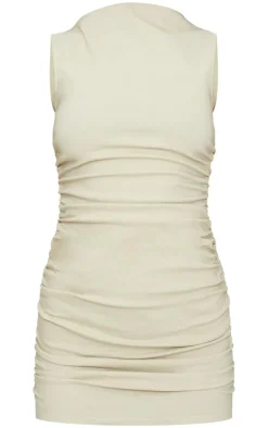 High Neck Ruched Bodycon Dress-PrettyLittleThing
