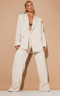 Outlet PrettyLittleThing High Waist Woven Straight Leg Pants Stone