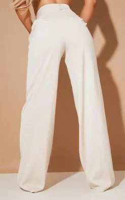 Outlet PrettyLittleThing High Waist Woven Straight Leg Pants Stone