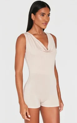 Jersey Cowl Neck Romper-PrettyLittleThing Outlet