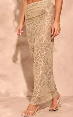 Discount PrettyLittleThing Lace Midaxi Skirt Stone