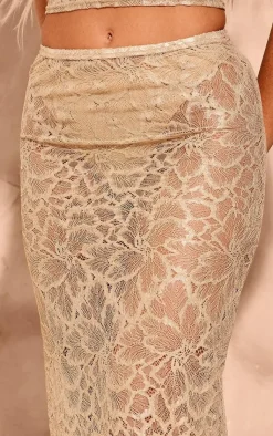 Discount PrettyLittleThing Lace Midaxi Skirt Stone