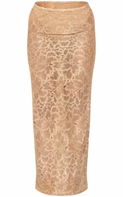Discount PrettyLittleThing Lace Midaxi Skirt Stone