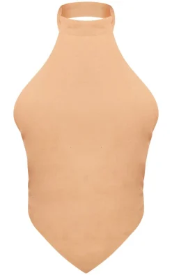 PrettyLittleThing Camisole*Linen High Neck Cut Out Back Pointed Cami Top