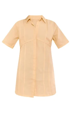 Linen Look Binded Detail Shirt Dress-PrettyLittleThing Online