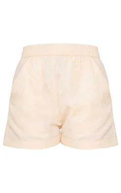 Best PrettyLittleThing Linen Look High Waisted Turn Up Hem Shorts Stone