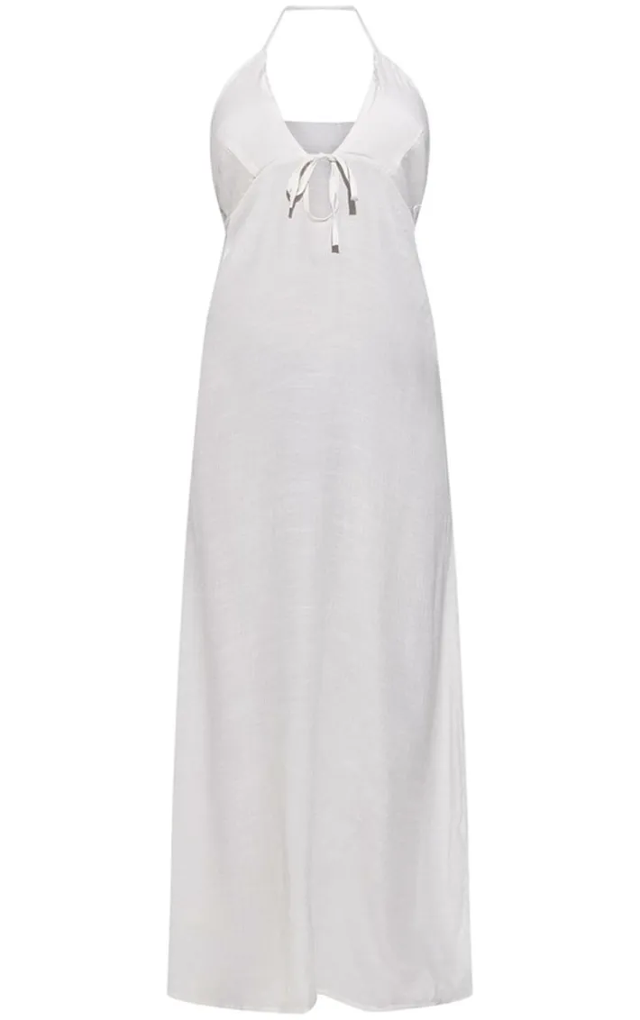 Stone Linen Look Maxi Beach Dress