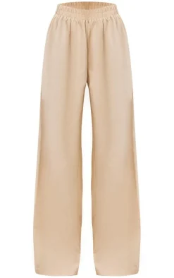 New PrettyLittleThing Linen Look Oversized Wide Leg Pants Stone
