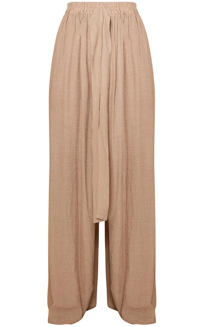 Stone Linen Look Palazzo Beach Pants