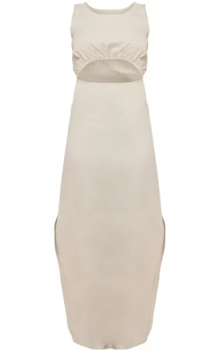 Linen Look Racer Cut Out Maxi Dress-PrettyLittleThing Discount