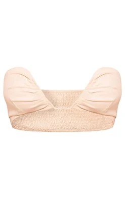 Outlet PrettyLittleThing Linen Look V Bar Bralet Stone