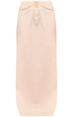 Best PrettyLittleThing Linen Look V Bar Maxi Skirt Stone
