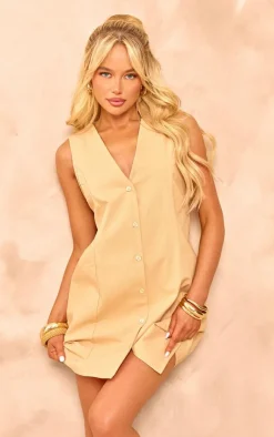 Long Line Button Up Bodycon Dress-PrettyLittleThing Best