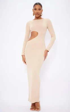 Long Sleeve Cut Out Maxi Dress-PrettyLittleThing Online