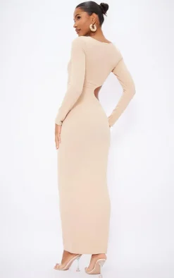 Long Sleeve Cut Out Maxi Dress-PrettyLittleThing Online