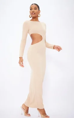 Long Sleeve Cut Out Maxi Dress-PrettyLittleThing Online