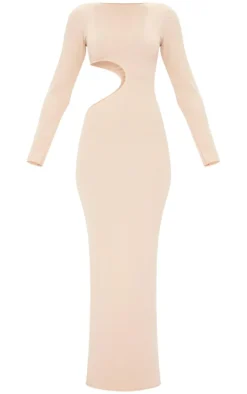 Long Sleeve Cut Out Maxi Dress-PrettyLittleThing Online