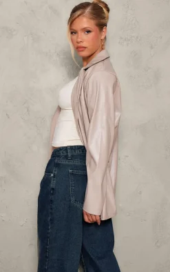 PrettyLittleThing Faux Leather Jackets*Longline Lapel Detail Faux Leather Blazer