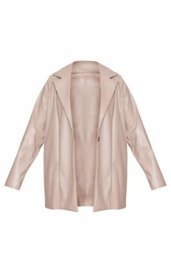 PrettyLittleThing Faux Leather Jackets*Longline Lapel Detail Faux Leather Blazer