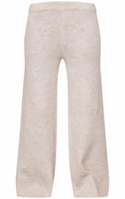 New PrettyLittleThing Luxe Knit Wide Leg Pants Stone