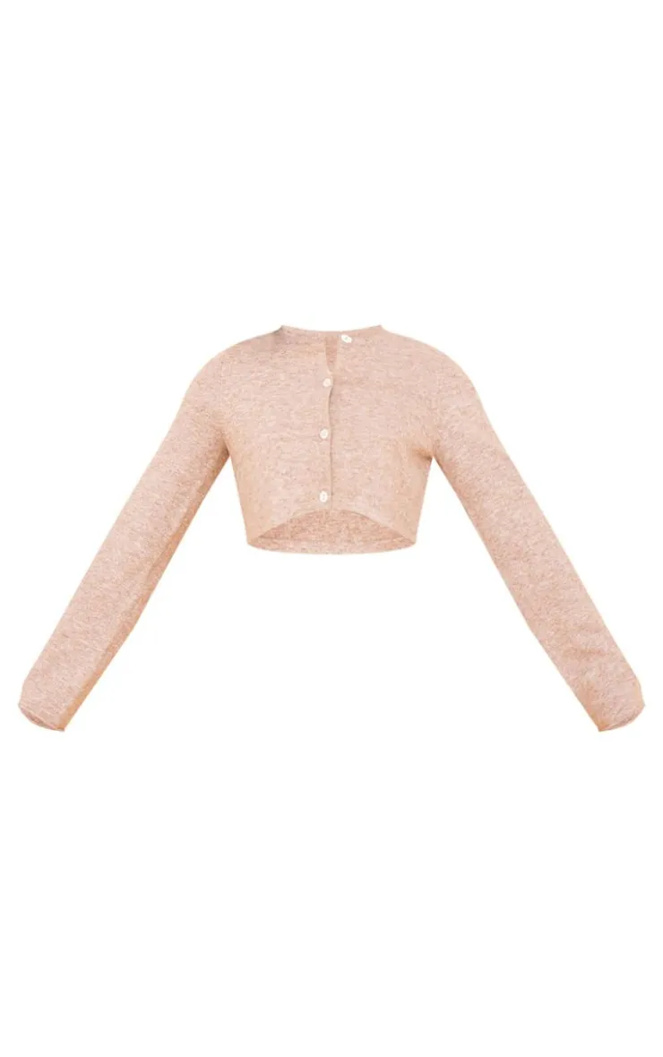PrettyLittleThing Cardigans*Marl Knit Cropped Button Up Cardigan