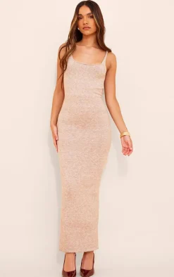 Marl Knit Strappy Maxi Dress-PrettyLittleThing New